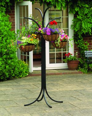 Hanging Basket & Upside down Planter Tree with Four Hanging Planters